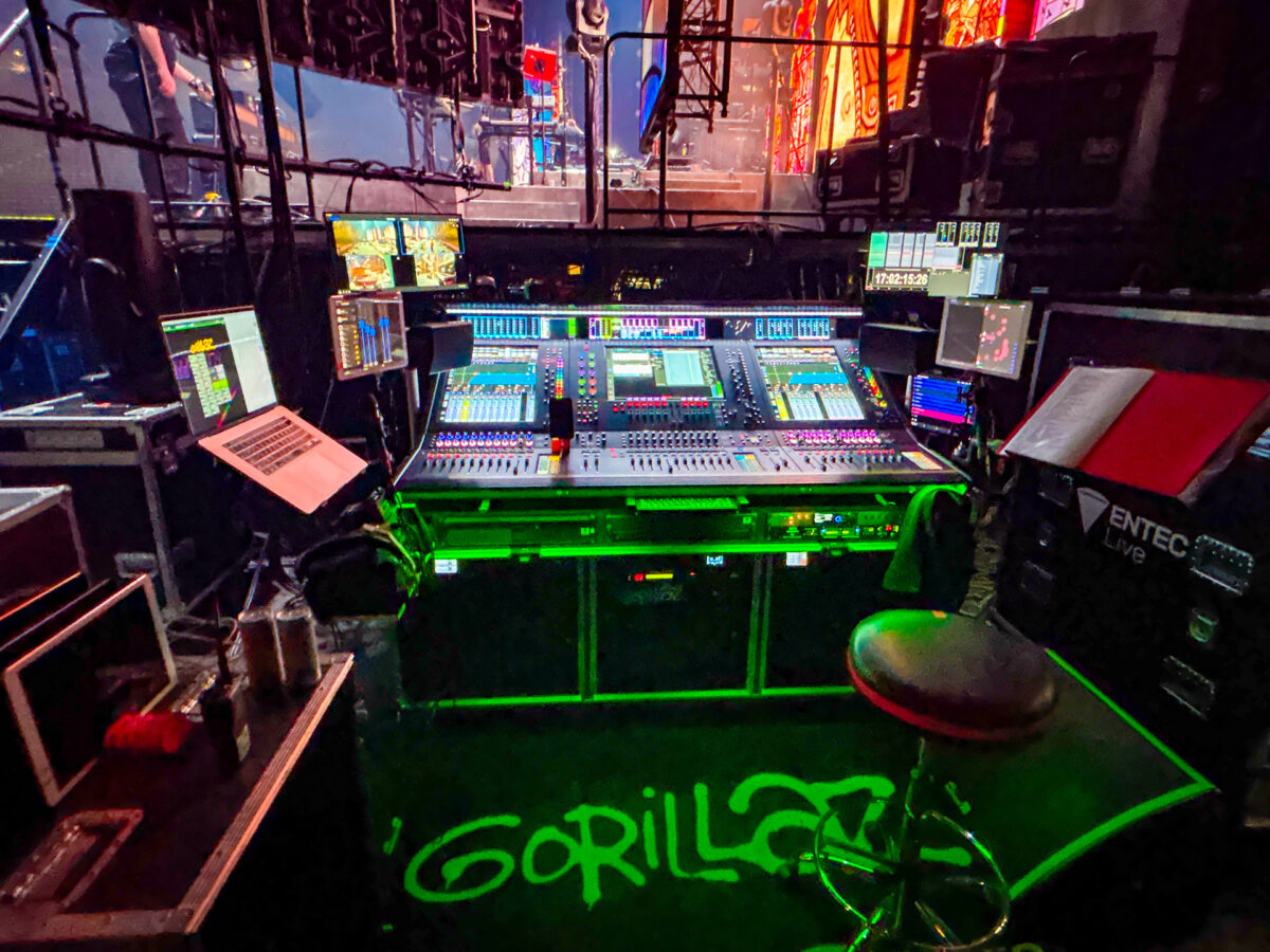 A Quantum 852 console at a gorillaz concert
