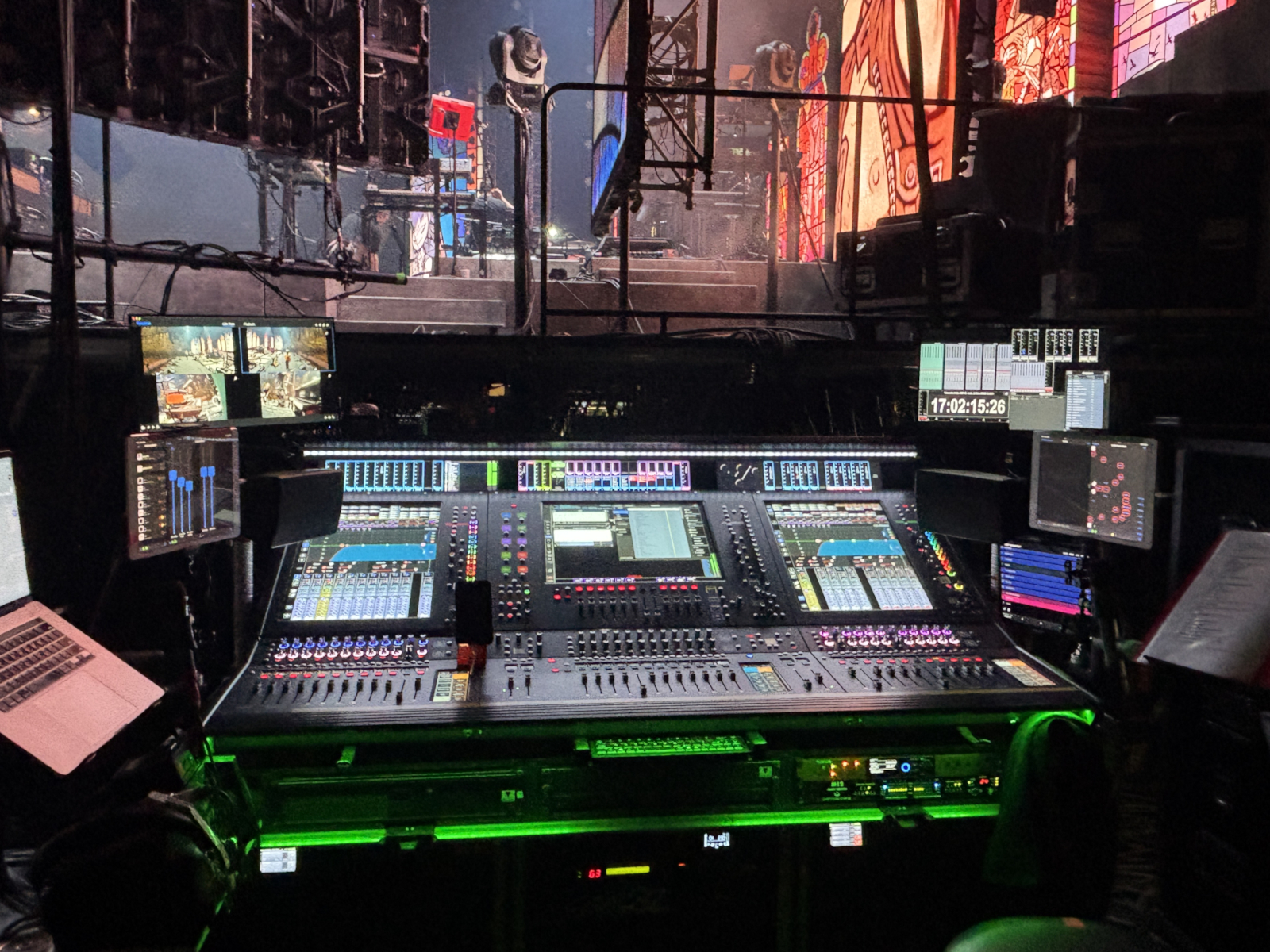 A DiGiCo Quantum 852 console ready to mix a Gorillaz live performance