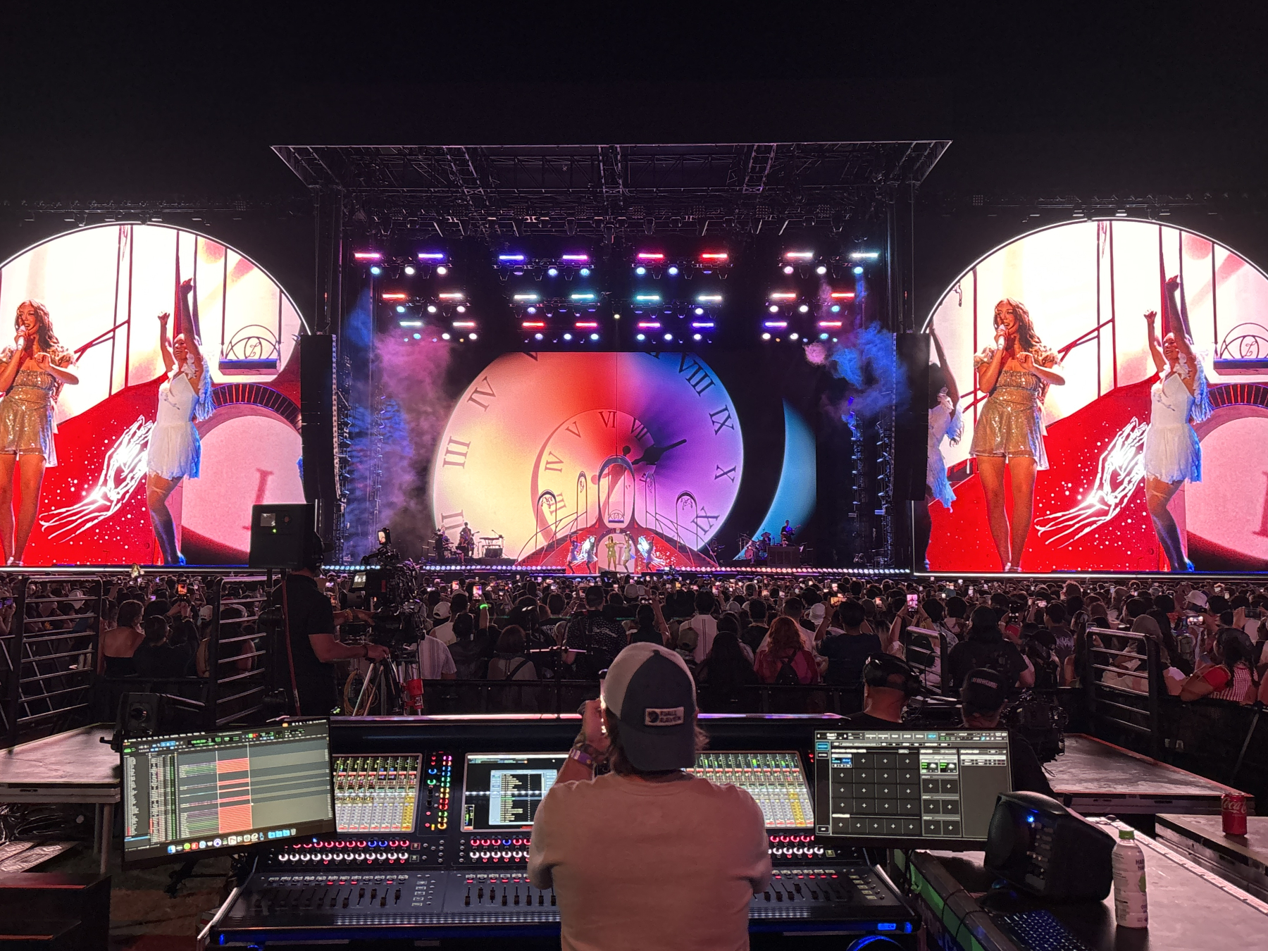 Front of House engineer mixing Laufey live performance on a Quantum 338 and Quantum 5