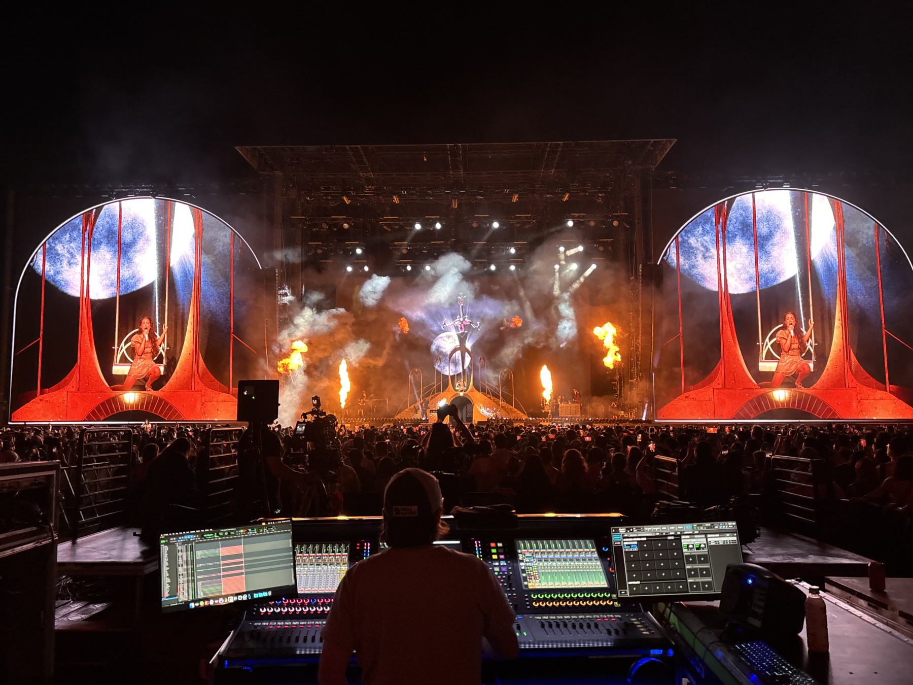 Sound engineer mixing Laufey at a concert on a Quantum 338 console