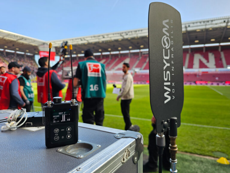 A Wisycom MRP60-IFB being used in a football stadium
