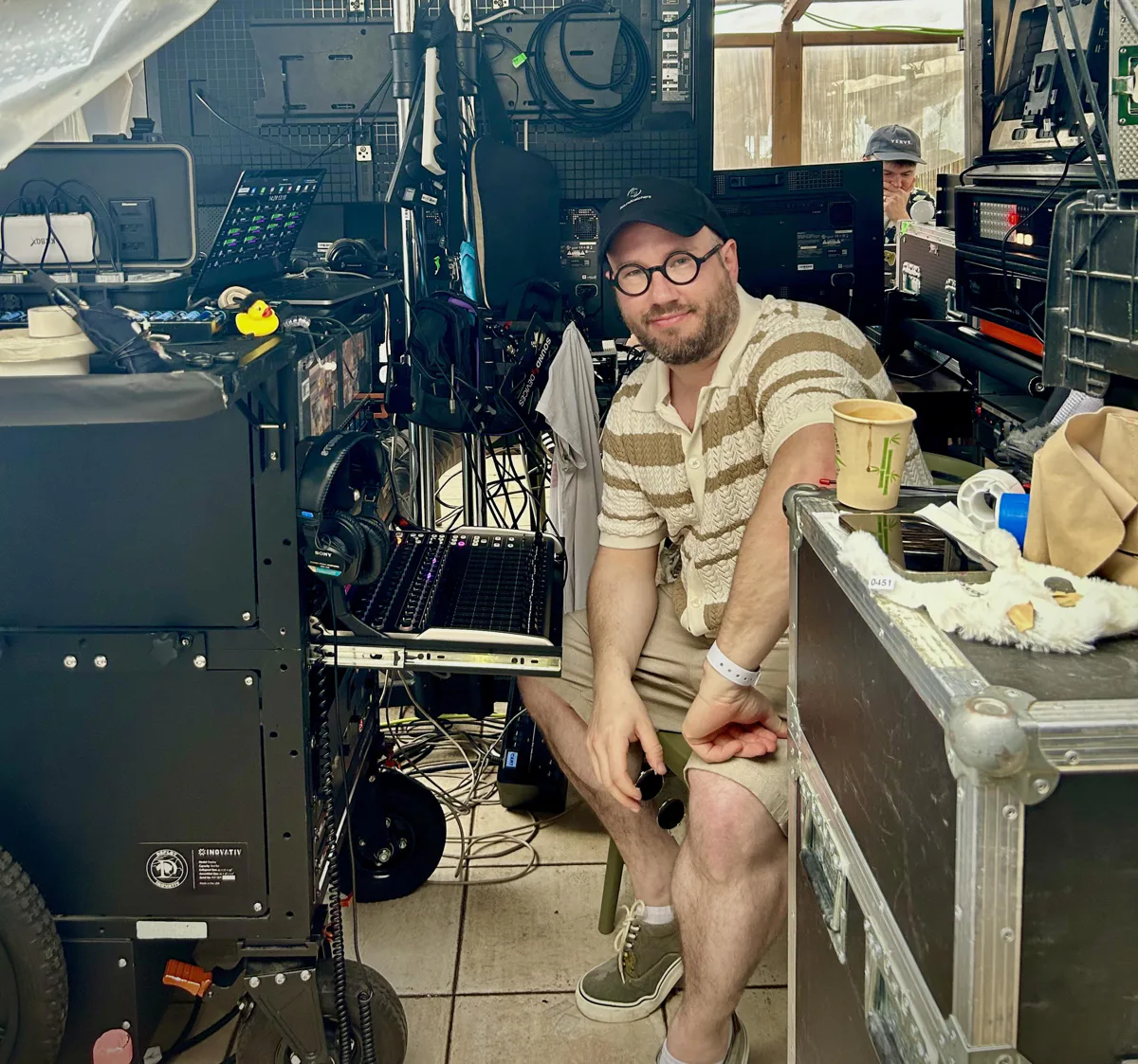 Sound engineer with Sound Devices Astral